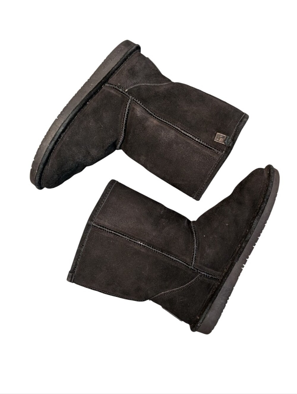Bearpaw Emma Short black suede boot sheepskin wool blend lined size 7 Winter - Picture 10 of 10